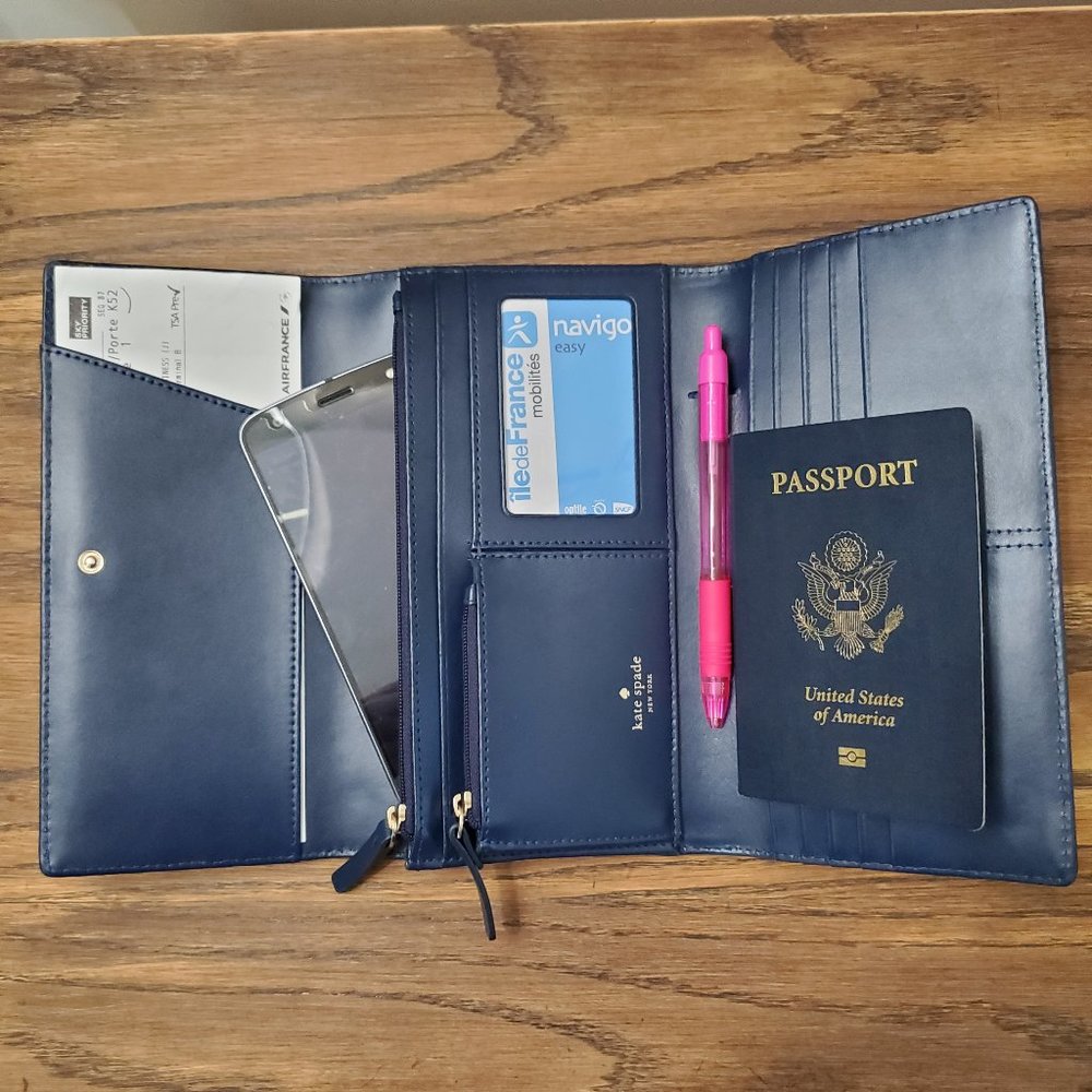 Kate Spade Alexander Avenue Phoenix Travel Wallet in French Navy Smooth Leather